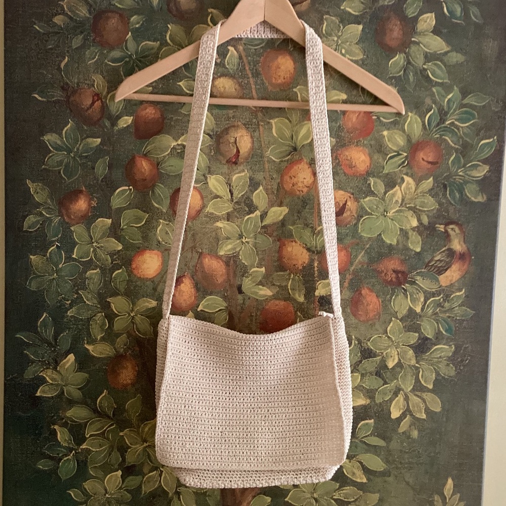 Marlo Crossbody Small Messenger Crochet Bag Zip & Flap Close Off White NWOT